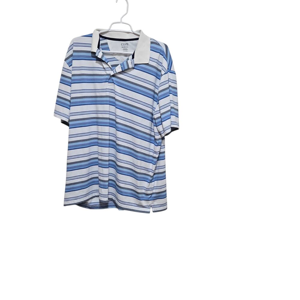 Chaps Golf XL Striped Performance Polo Blue White Stretch